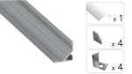 TEKKNI ARRE Set, silver, milky cover, 2.02 m