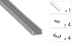 TEKKNI ORRE Set, silver, transparent cover, 2.02 m 2.0