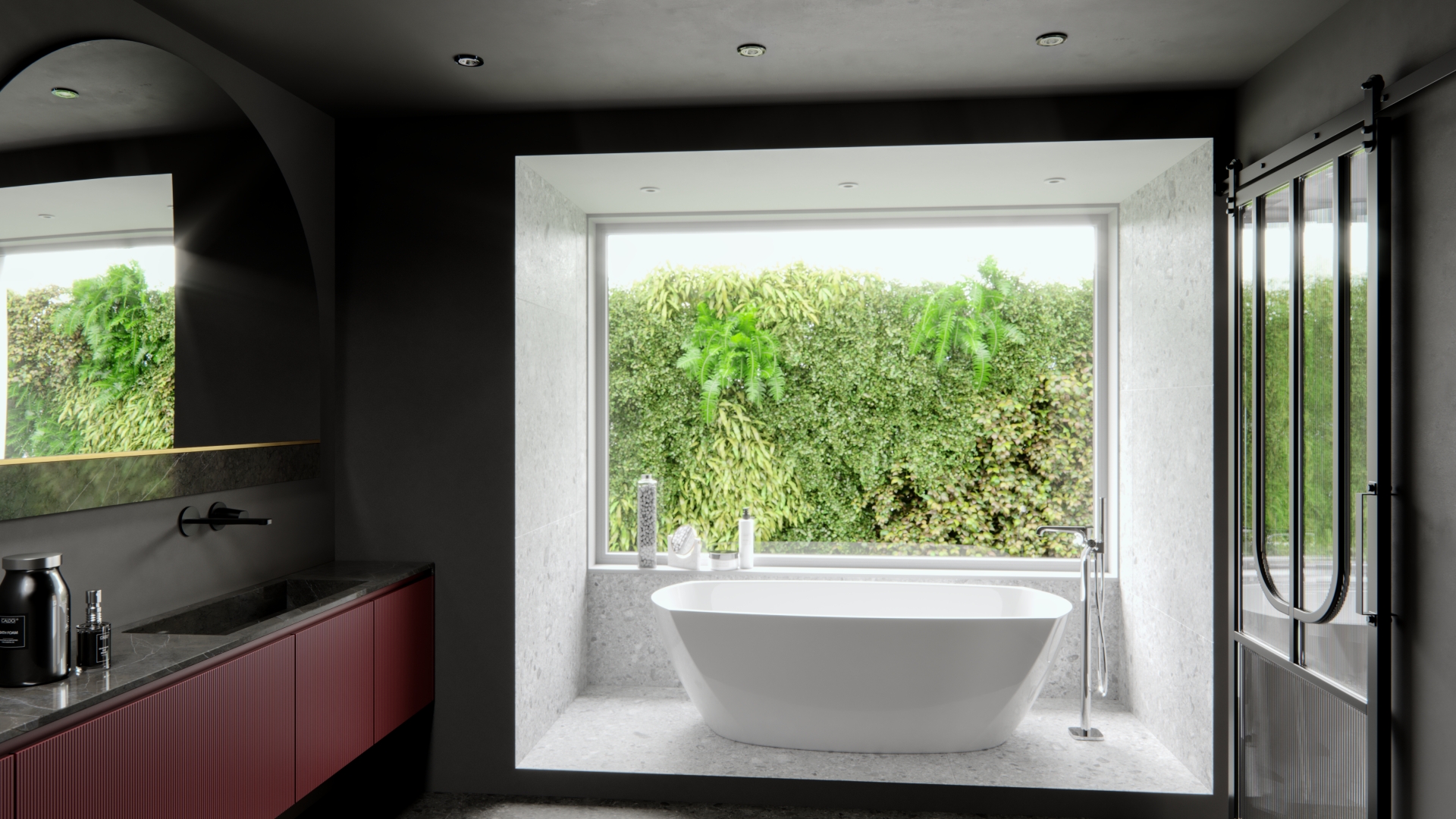 LED lighting above the bathtub